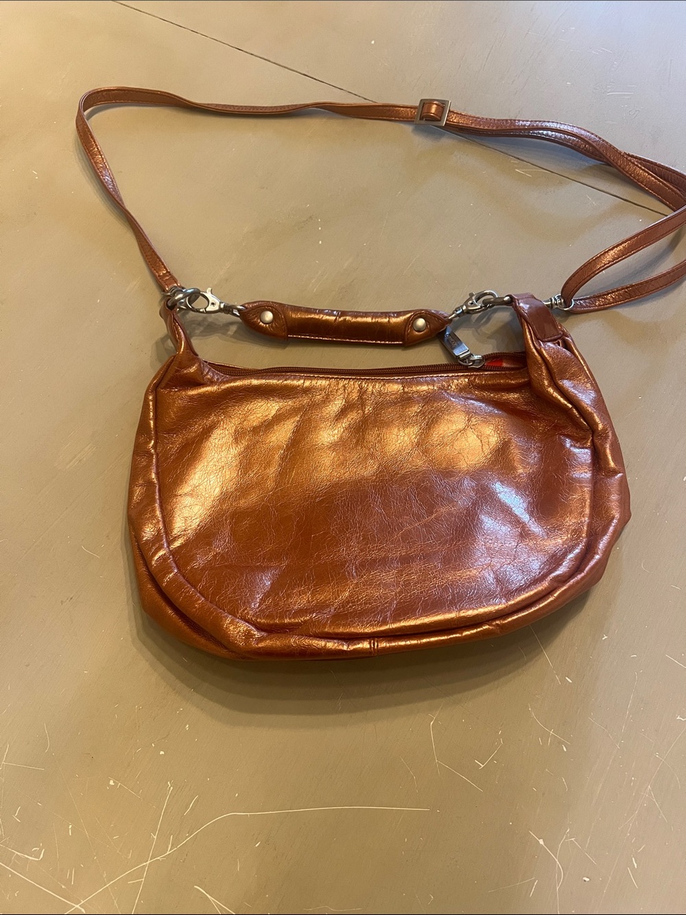 HOBO Chestnut Leather Crescent Crossbody - Burnt Orange